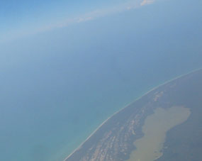 Побережье Мексиканского залива в районе Прогресо. Вид с самолёта.